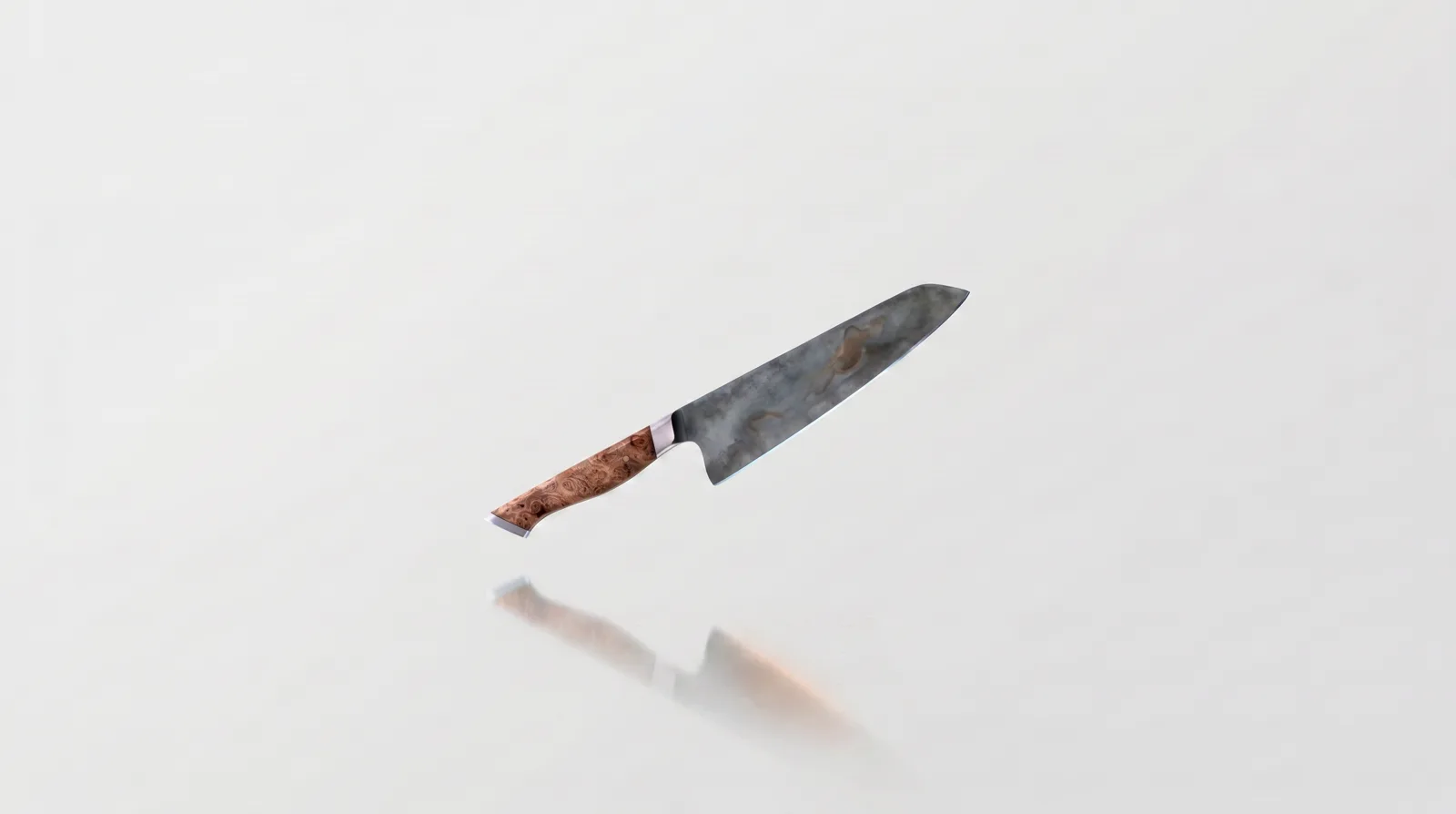 The same blade after use — a natural carbon-steel patina