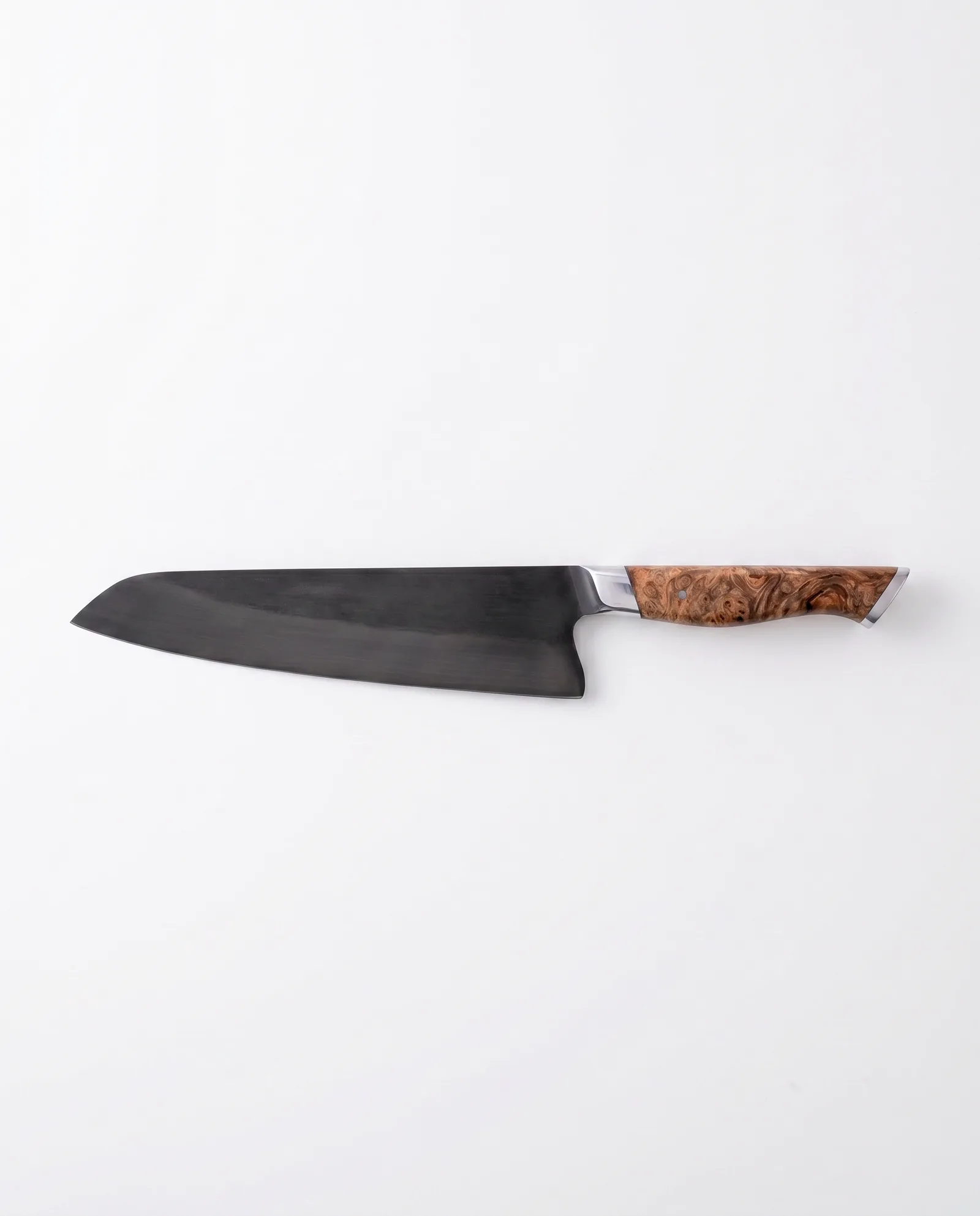 Hand Forged Carbon Steel Chef Knife photographed on white — full profile